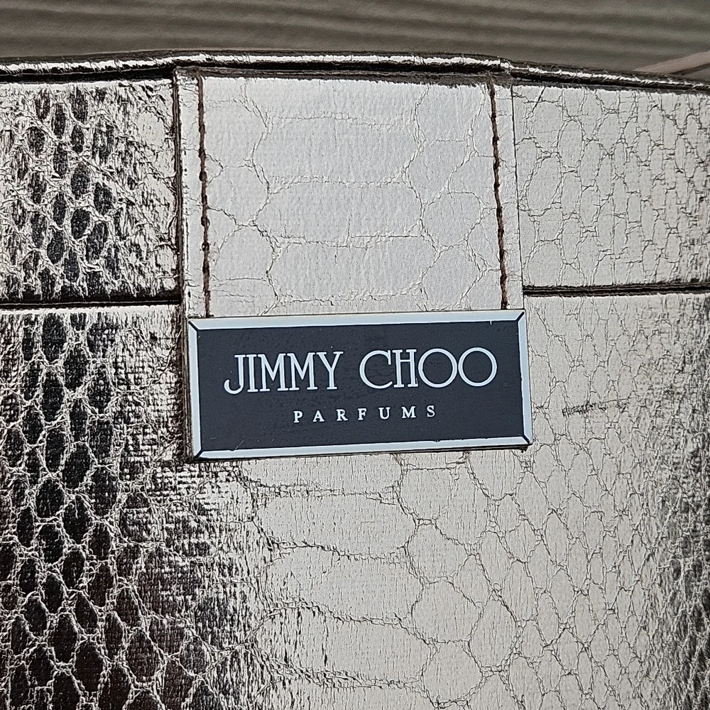 Jimmy Choo Metallic Bronze Snakeskin Cosmetics Vanity Case Lined and Felt Bottom